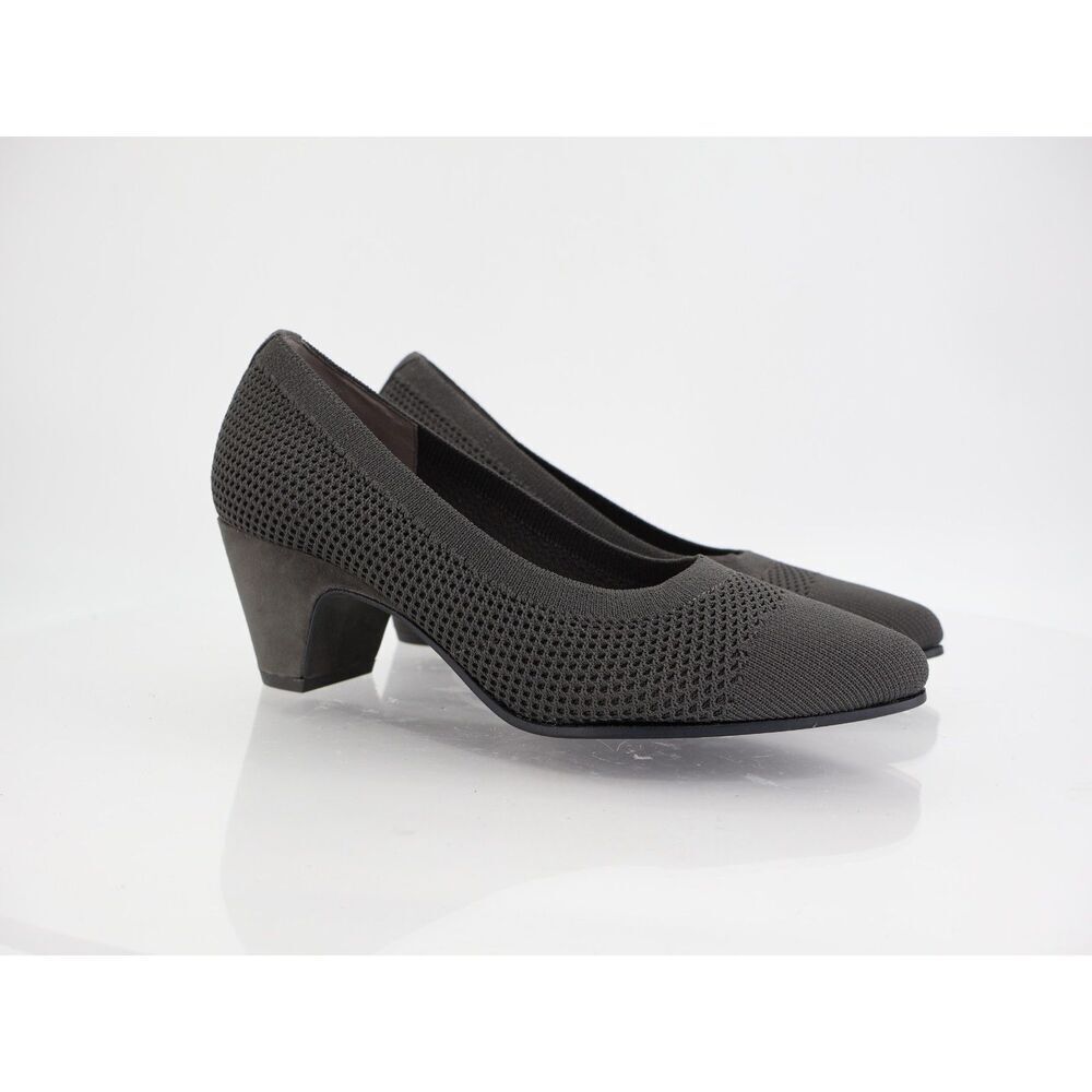 Eileen Fisher Women's Gabby Knit Pump Size 7 Gray Block Heel Pointed Shoes